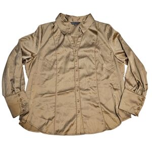 Addition Elle Shiny Tan Button Down Shirt